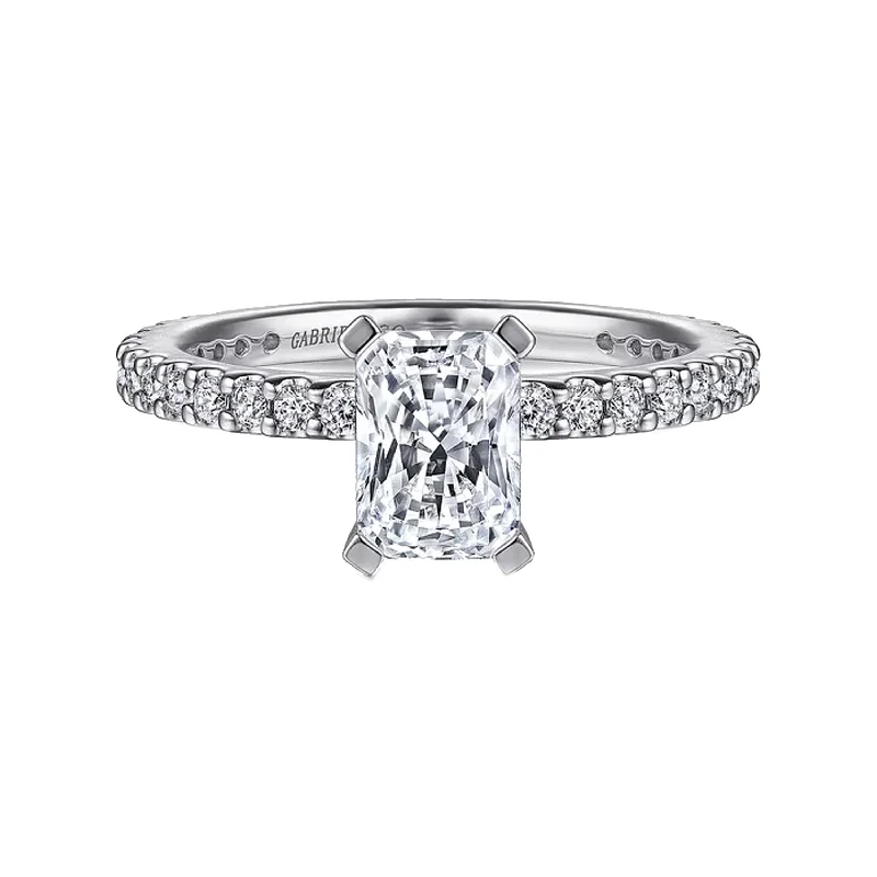 Geometric Engagement Rings-Gabriel 14K White Gold Rectangular Radiant Cut Diamond Engagement Ring Mounting