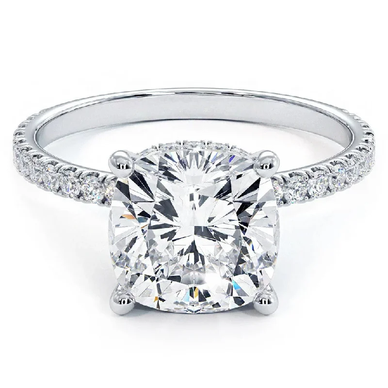 Unique Diamond Engagement Rings-Radiant 3.00-Carat Lab-Grown Diamond Halo Engagement Ring in 14K White Gold