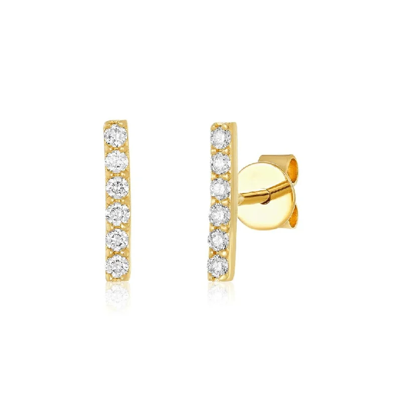 Cute Earrings-Classic Diamond Bar Studs