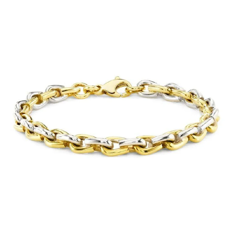 Exclusive Bracelets-9ct Yellow & White Gold Horseshoe Link Bracelet