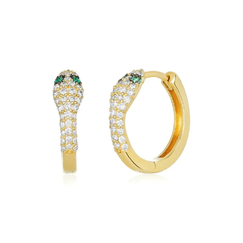 Stylish Earrings-Small Pave Snake Huggie