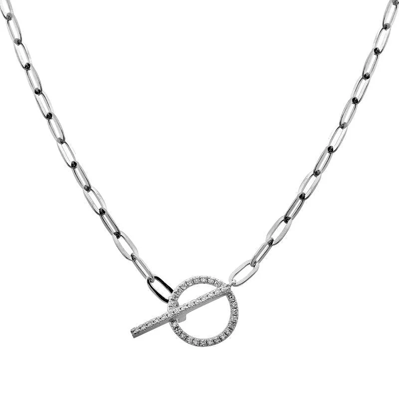 Handwoven Necklaces-14K White Gold Diamond Link Necklace