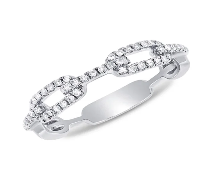 Signet Rings-Diamond Open Link Ring (white gold)