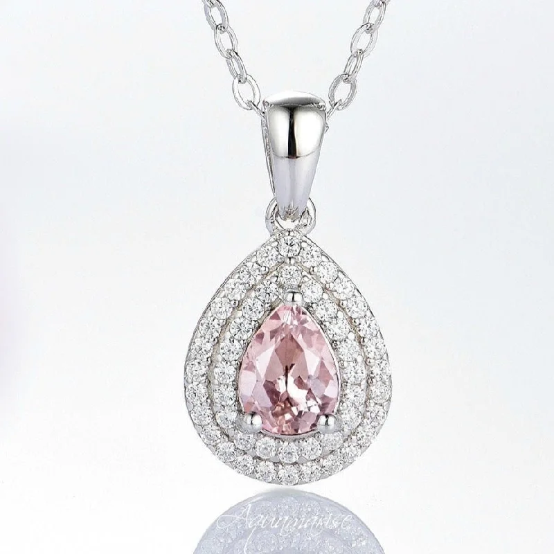 Classic Diamond Necklaces-Scarlett Morganite Necklace- Sterling Silver