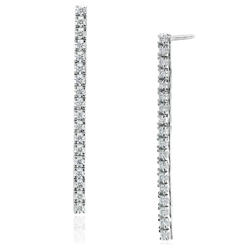 Tortoise Earrings-18K White Gold Diamond Drop Earrings