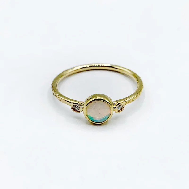 Onyx Rings-Graceful Opal with Diamond Companions