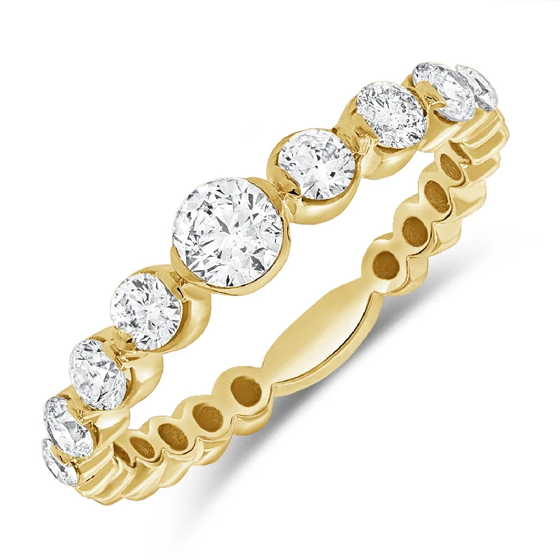 Engagement Rings-Stunning 14K Gold Graduated Diamond Band with 0.76 Carats