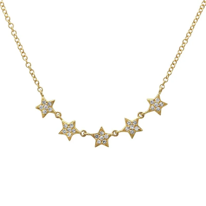 Large Statement Necklaces-14k Yellow Gold Mini Stars Necklace