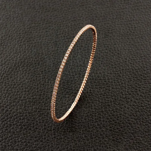 Silver Plated Bangles-Slip-on Diamonds Bangle Bracelet in Rose Gold