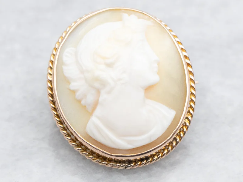 Antique Brooch-Yellow Gold Cameo Brooch