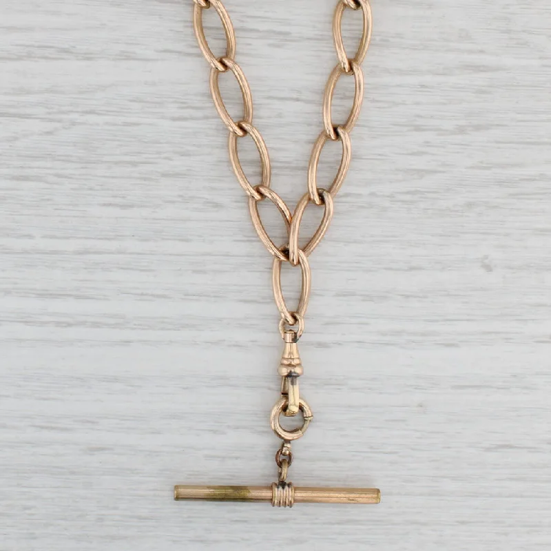 Unique Pendant Necklaces-Vintage Watch Fob Chain Necklace Gold Filled Curb Chain