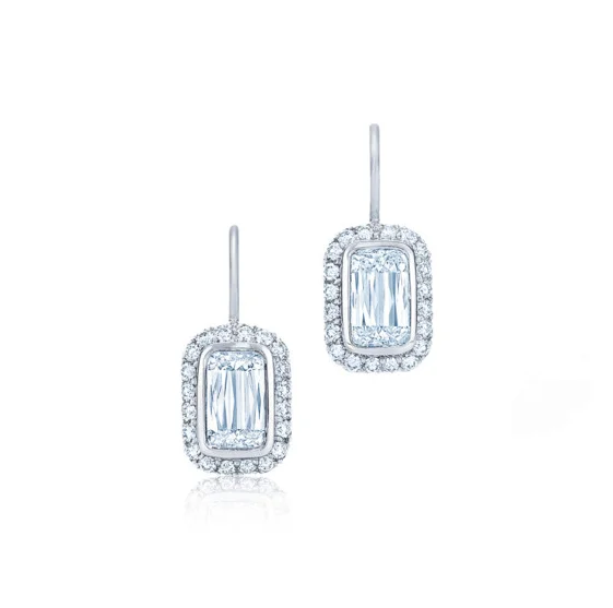 Art Deco Earrings-KWIAT Ashoka Diamond Earrings with Halos E-2380-GROUP-18KW