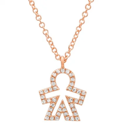 Abstract Necklaces-14k Rose Gold Diamond Boy Necklace