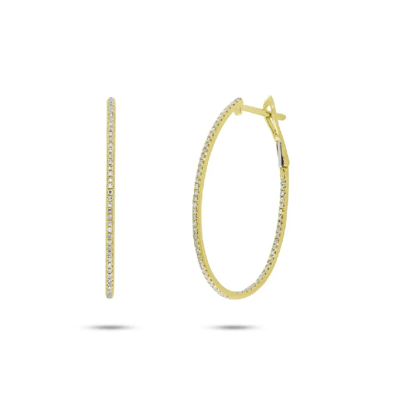 Designer Gold Earrings-Diamond Oval Hoops