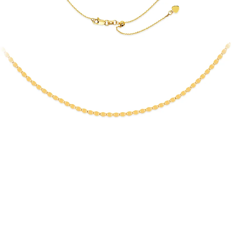 Crystal Drop Necklaces-14K Yellow Gold Valentino Link Adjustable Choker