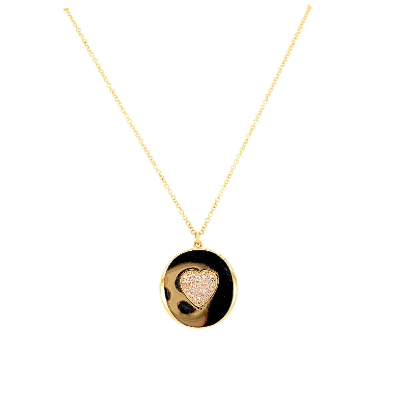 Gold-Plated Necklaces-14K Yellow Gold Diamond Heart Locket Necklace