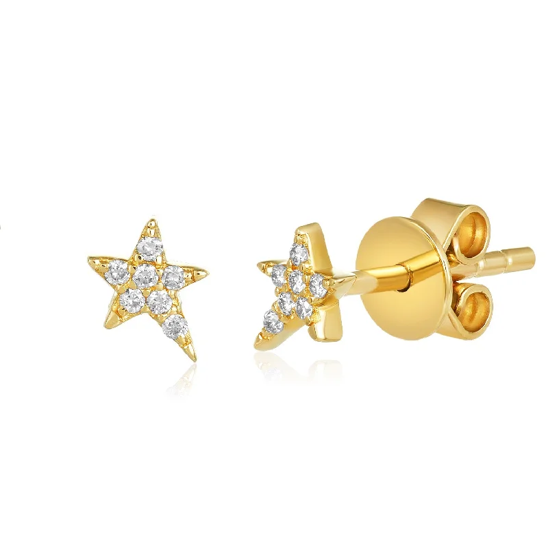 Artistic Gold Earrings-Petite Pave Star Stud