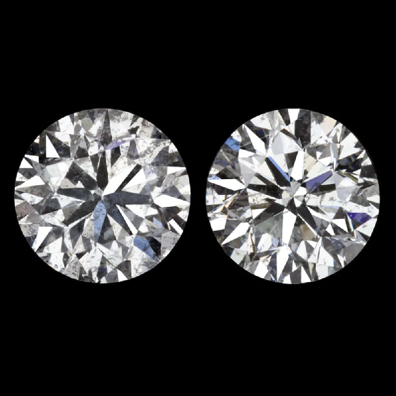 Custom Earrings-1.85ct EXCELLENT CUT DIAMOND STUD EARRINGS NATURAL ROUND BRILLIANT MATCHING PAIR