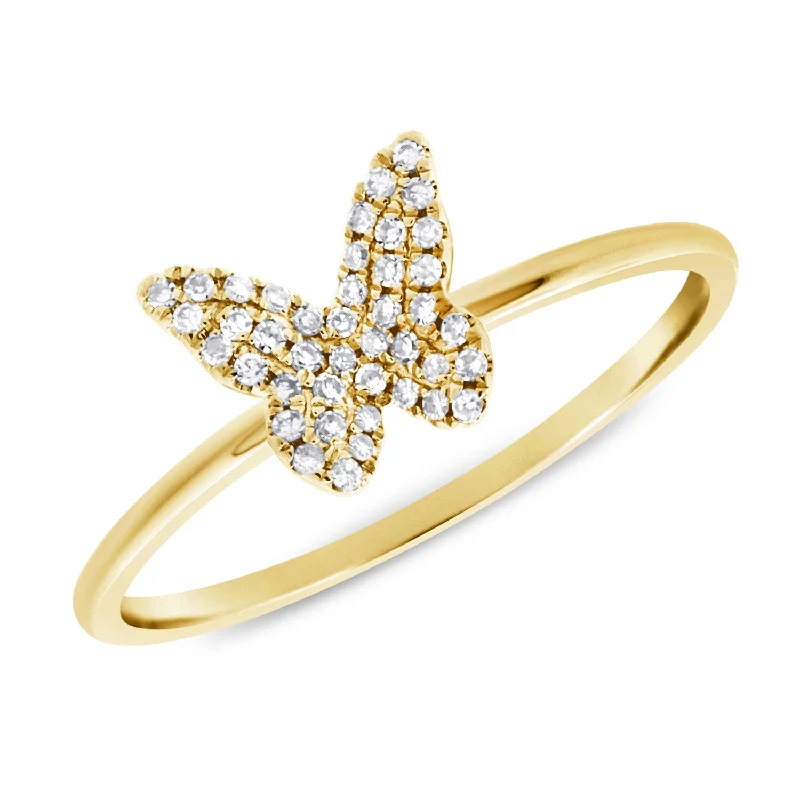 Designer Rings-Butterfly Diamond Ring in 14K Rose Gold