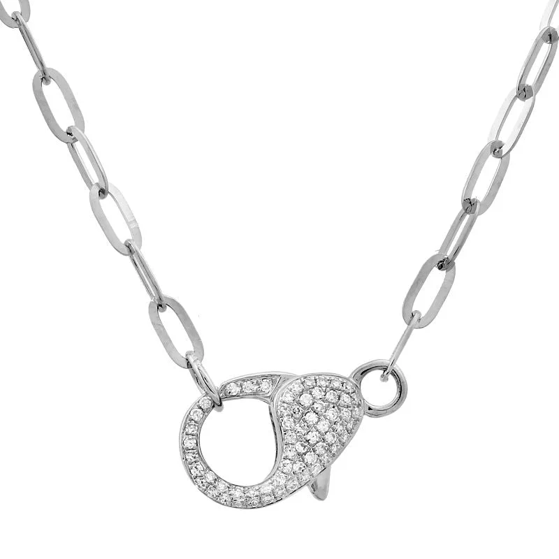 Colorful Necklaces-14K White Gold Diamond Lobster Clasp Chain