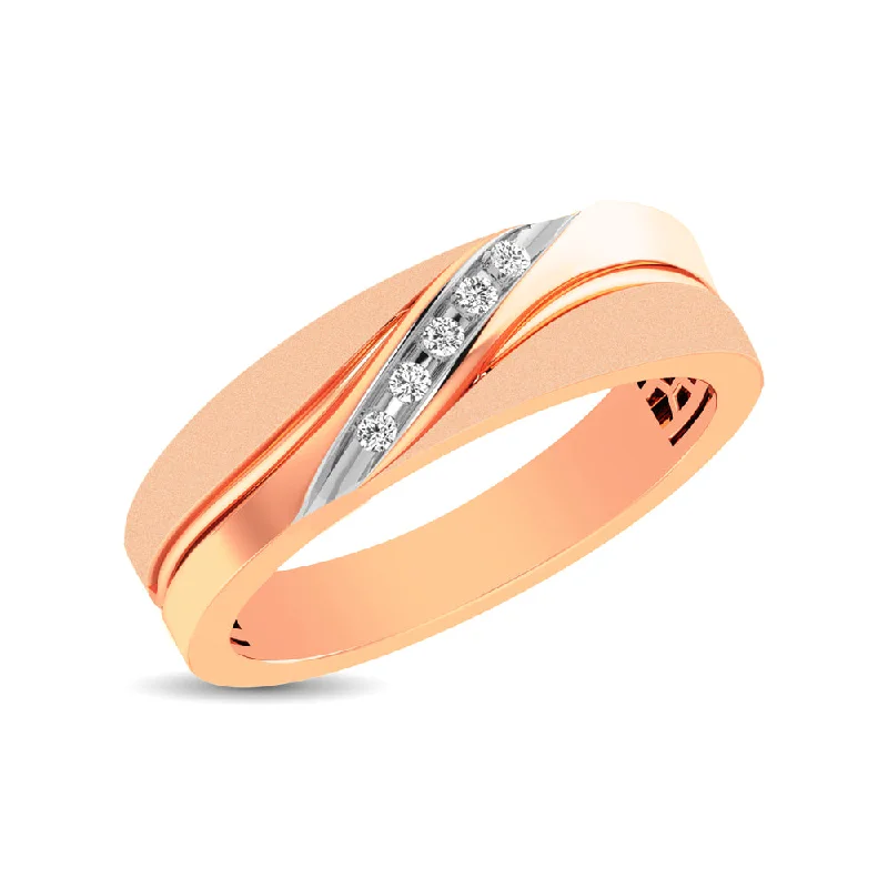 Unique Engagement Rings-Men's 1/20 Ctw. Diamond Slant Ring in 10K Rose Gold