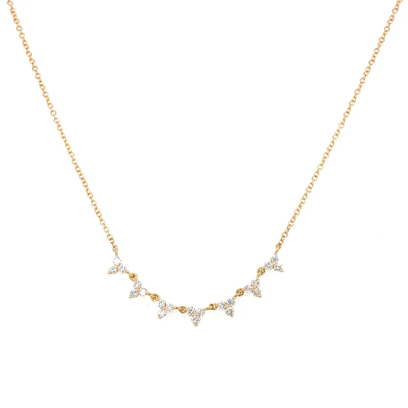 Layered Necklaces-14K Yellow Gold Diamond Station Necklace