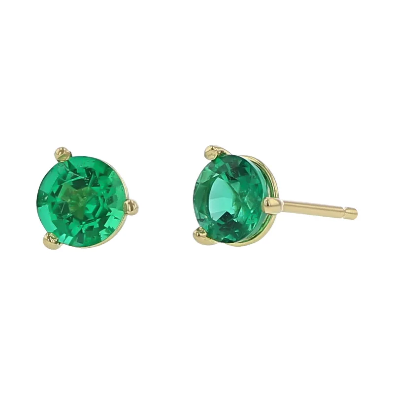 Statement Stud Earrings-18K Yellow Gold Zambian Emerald Stud Earrings