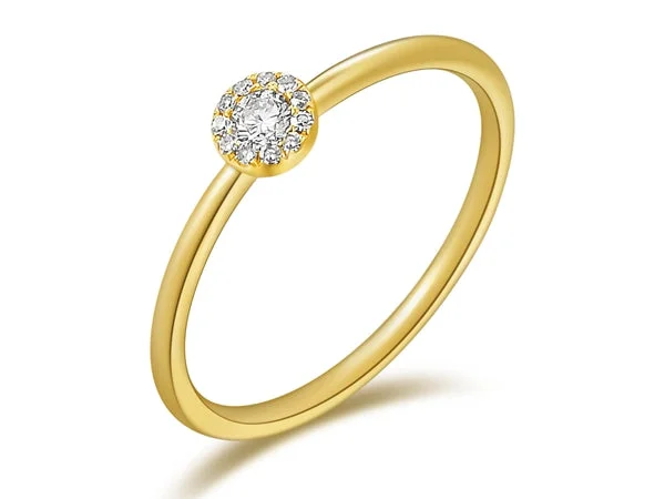 Handcrafted Engagement Rings-OKGs Collection 14K Gold Classic Ring with Diamonds