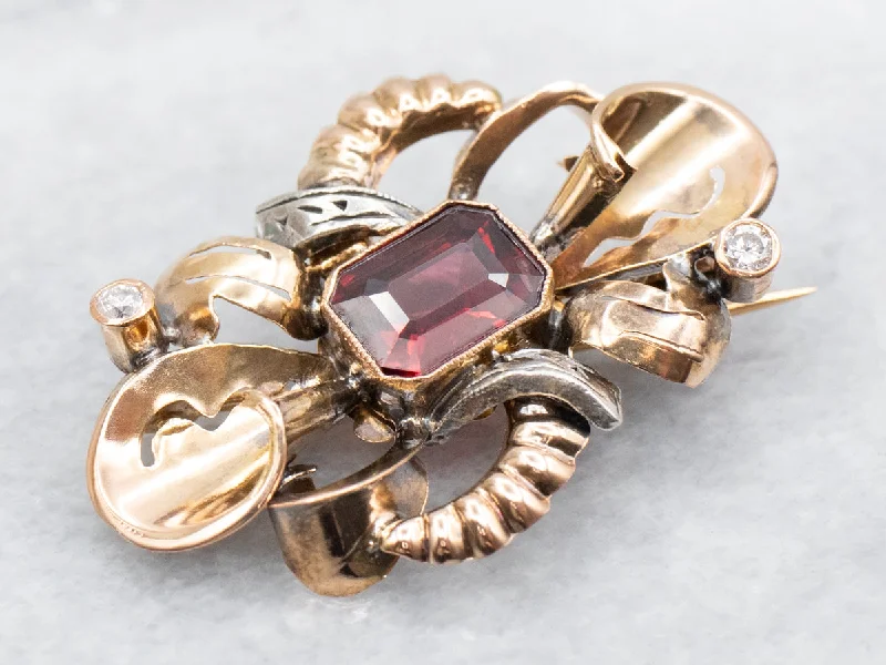 Luxury Rhinestone Brooch-Victorian Revival Garnet and Diamond Brooch