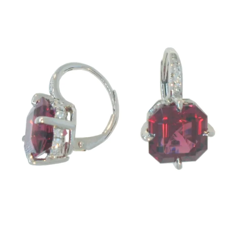 Contemporary Earrings-Garnet and Diamond Earrings