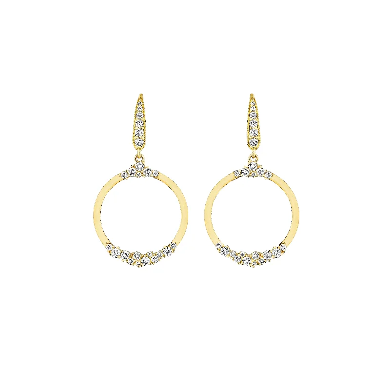 Interlocking Earrings-18K Yellow Gold Stardust Circle Diamond Earrings