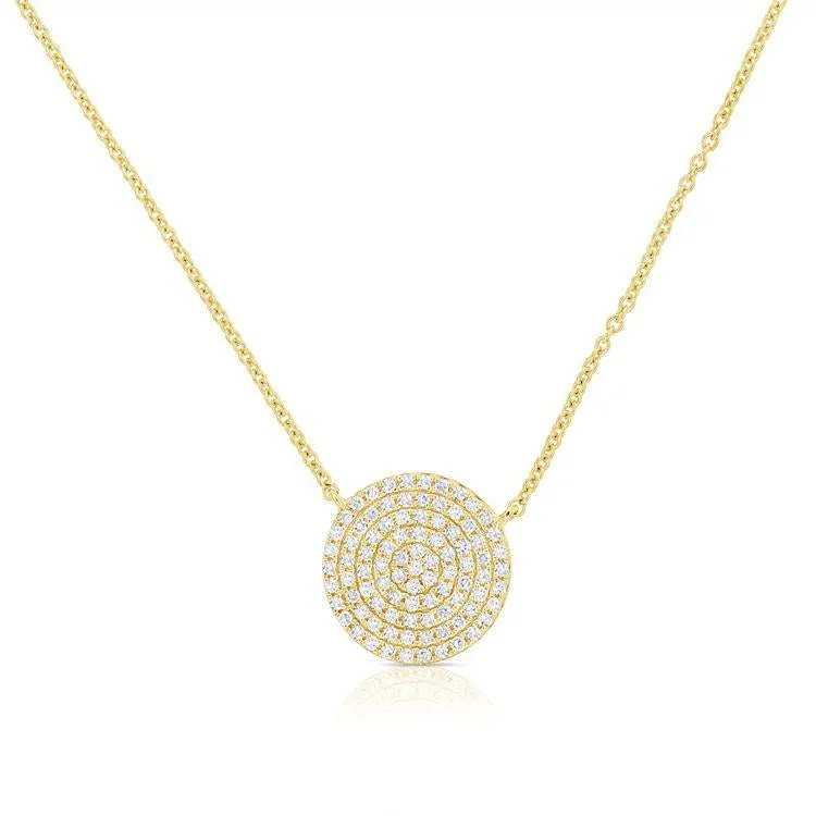 Sapphire Necklaces-14K Yellow Gold Diamond Medium Disc Necklace