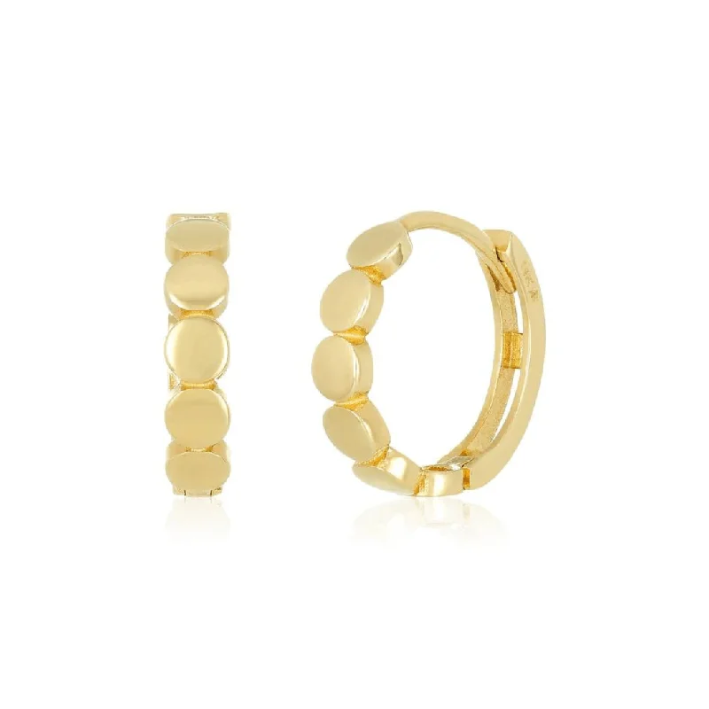 Luxury Stud Earrings-Gold Disc Huggies