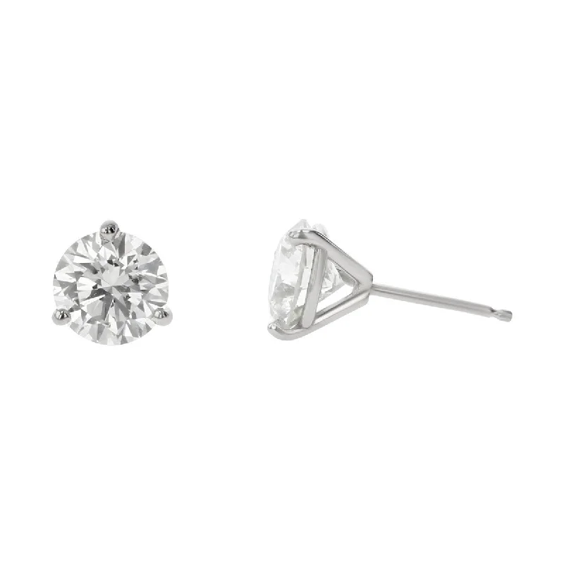 Flower Earrings-1.27ct Fire & Ice Round Brilliant Diamonds and F&I 3 Prong Stud Earrings in 18K White Gold