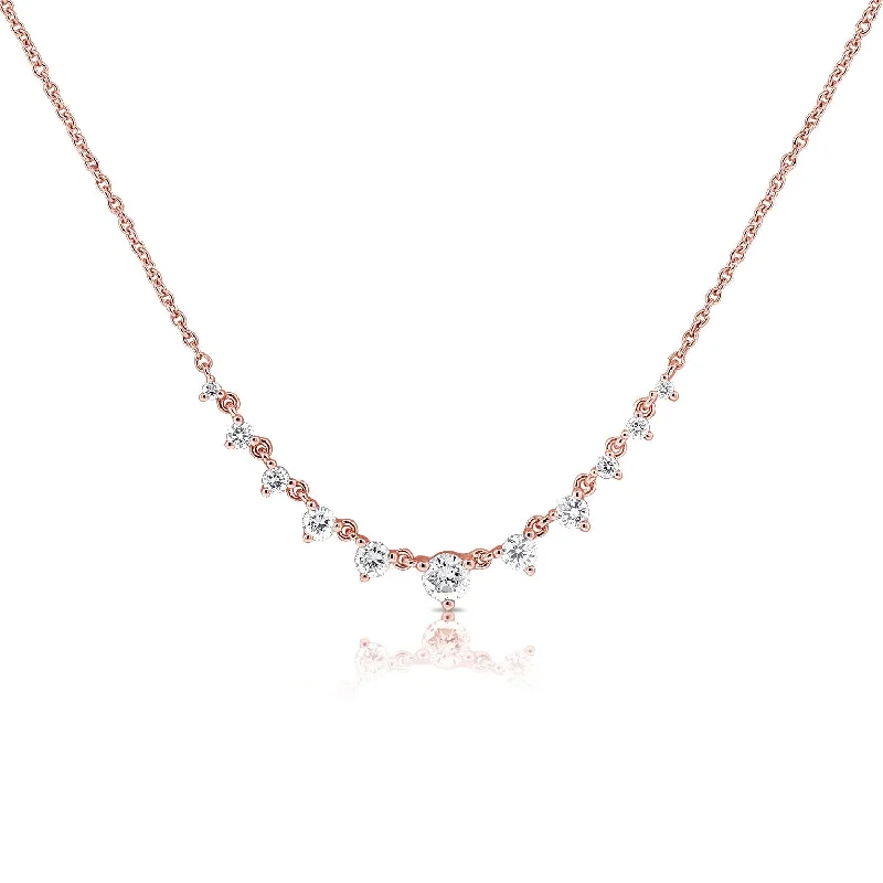 Pear Shaped Necklaces-14K Rose Gold Graduating Diamond Necklace