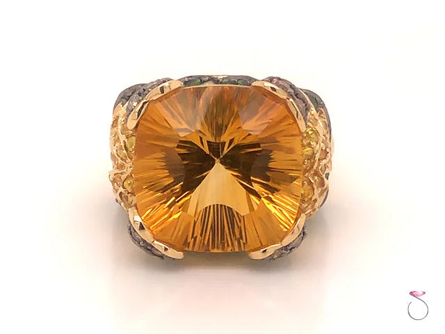 Fashion Rings-Citrine Gemstone Cocktail Ring in 14k Yellow Gold