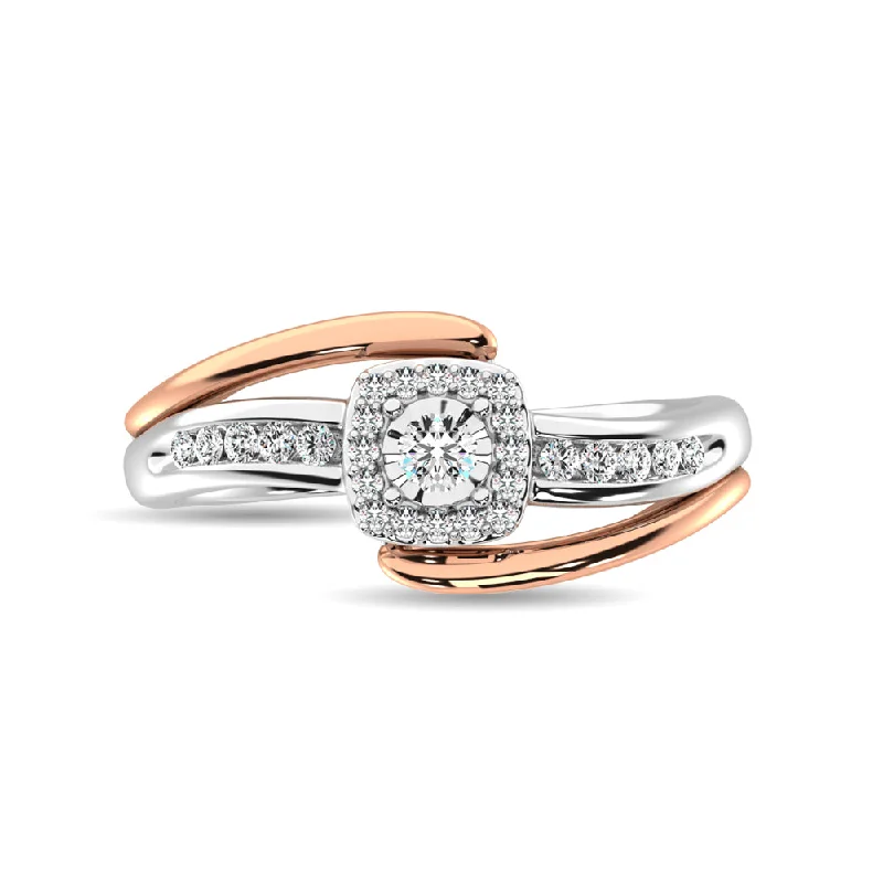 Adjustable Rings-Diamond 1/6 ct tw Promise Ring  in 10K Rose and White Gold