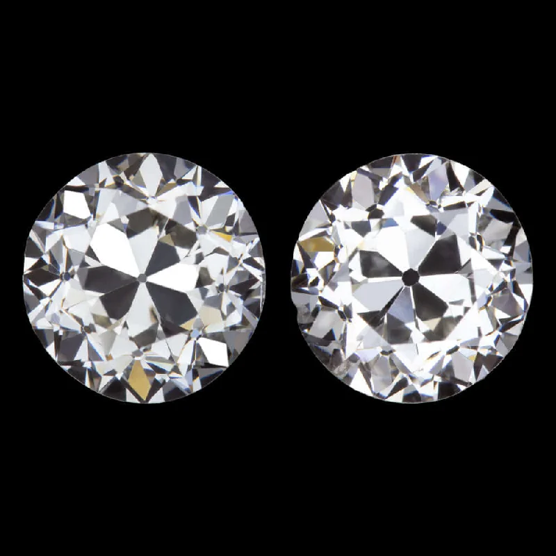 Antique Earrings-2.05ct GIA CERTIFIED H-I SI1-SI2 OLD EUROPEAN CUT DIAMOND STUD EARRINGS PAIR 2ct