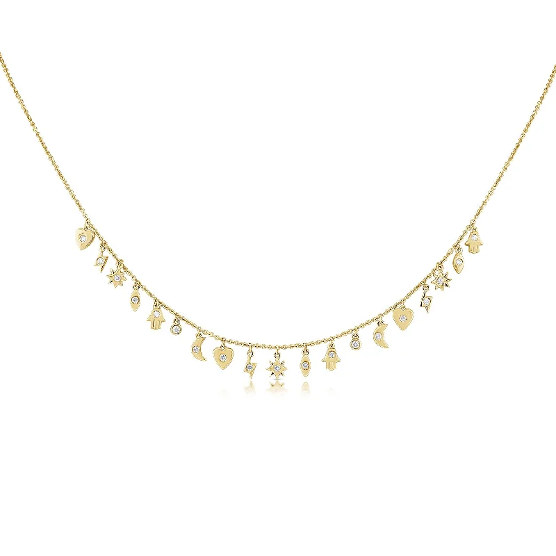 Fine Chain Necklaces-14K Yellow Gold Mini Diamond Charm Necklace