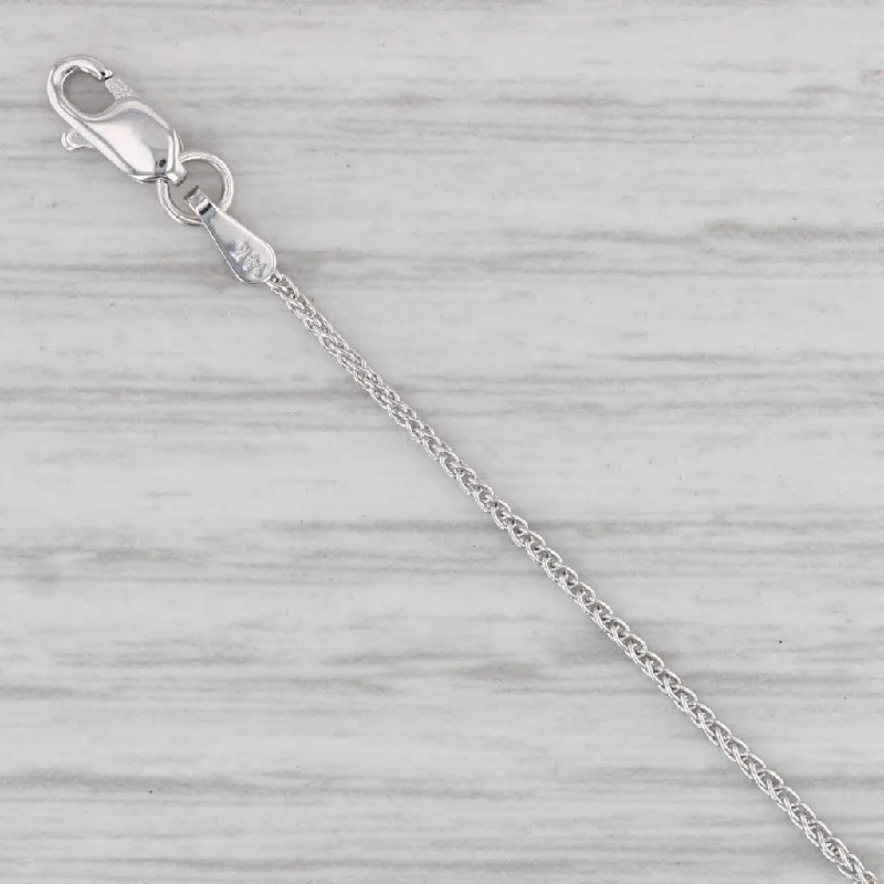 Fine Chain Necklaces-New Round Wheat Chain Necklace 14k White Gold 18" 1mm