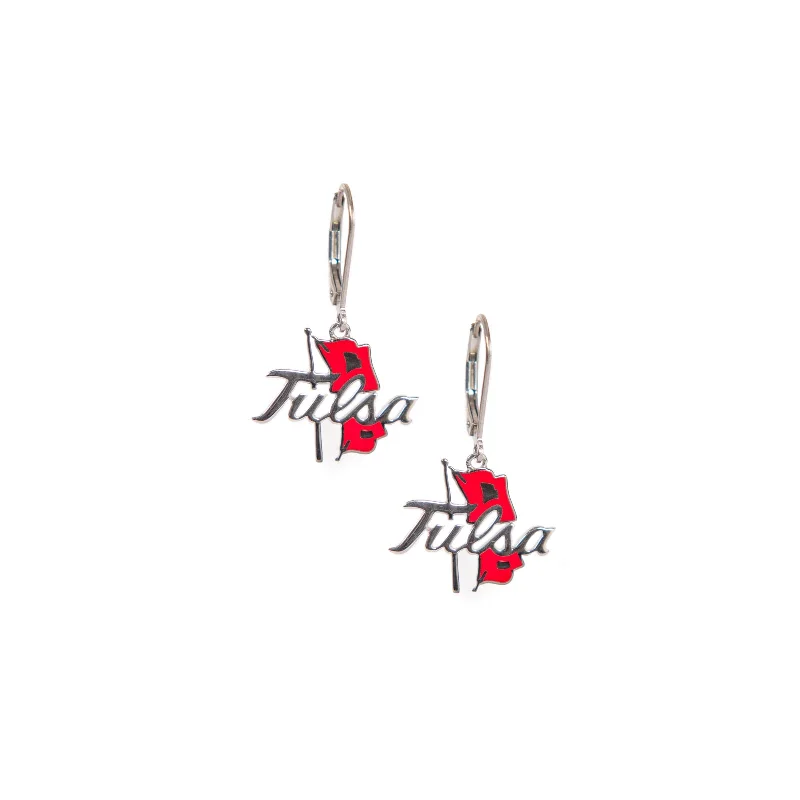 Artistic Drop Earrings-TU Earrings with Red Enamel