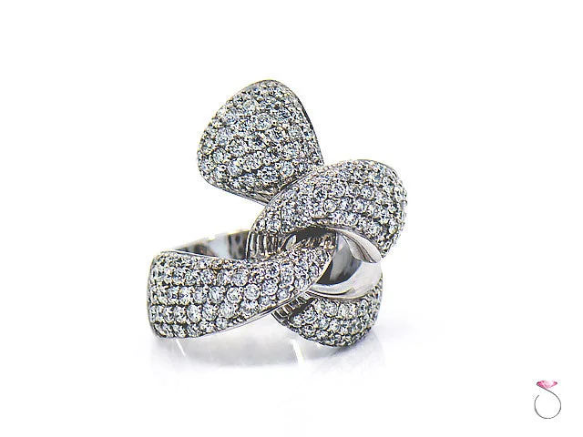 Geometric Rings-Diamond Ribbon Cocktail Ring 2.47 ct. G, VS in 18K White Gold By Assor Gioielli