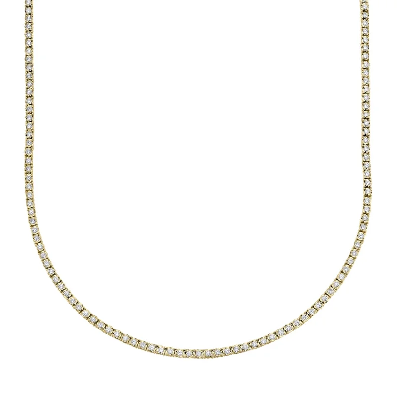 Geometric Pendant Necklaces-14K Yellow Gold Diamond Small Tennis Necklace