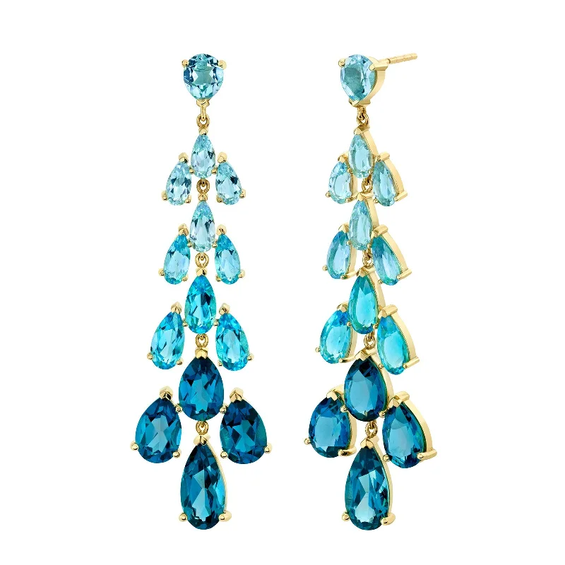 Copper Earrings-Blue Topaz Ombre Chandelier Earrings