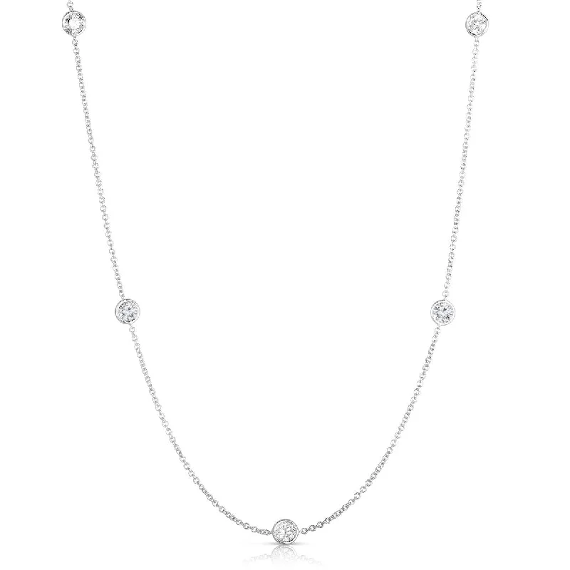 Rose Gold Pendant Necklaces-14K White Gold Diamond by The Yard Necklace