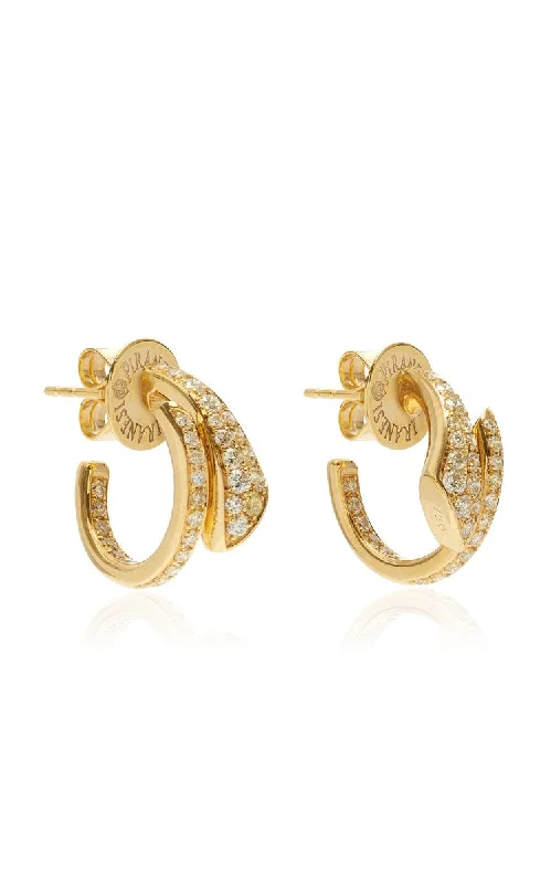 Wire Earrings-18k Yellow Gold Small Diamond Hoop Earrings