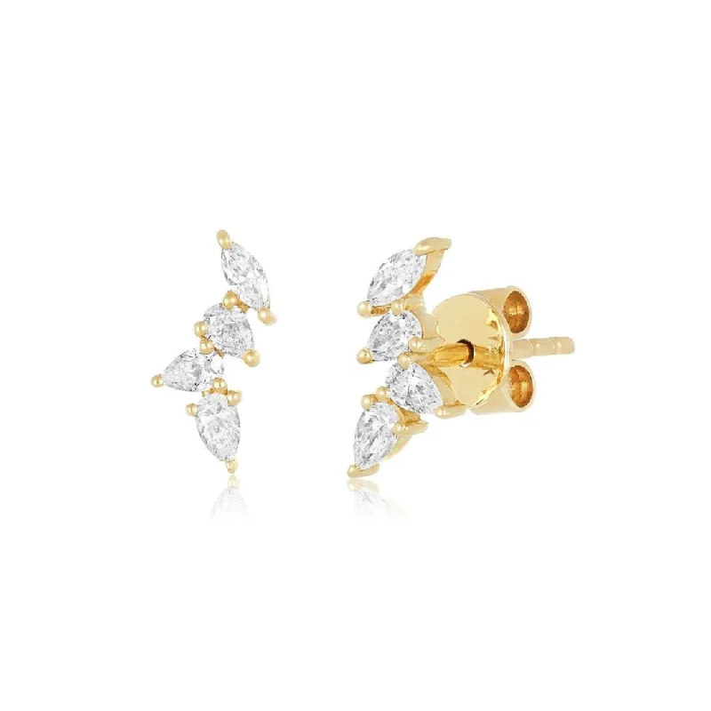 Adjustable Earrings-Scattered Pear & Marquise Diamond Studs