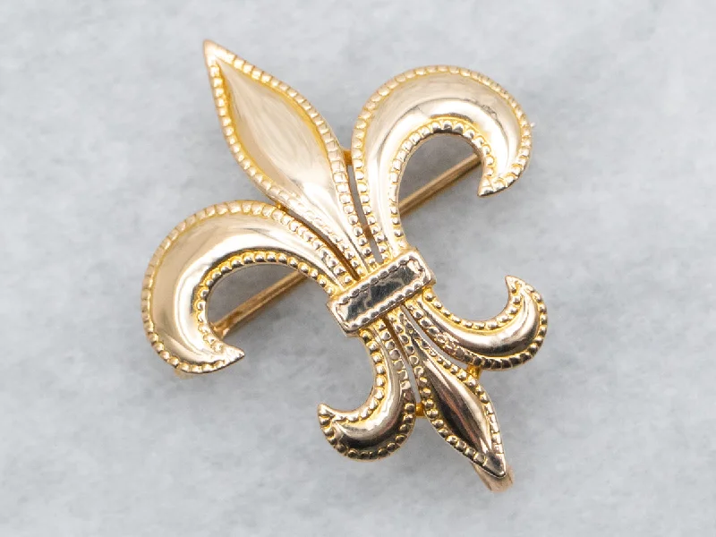 Vintage Flower Brooch-Fleur de Lis Brooch with Milgrain Edge