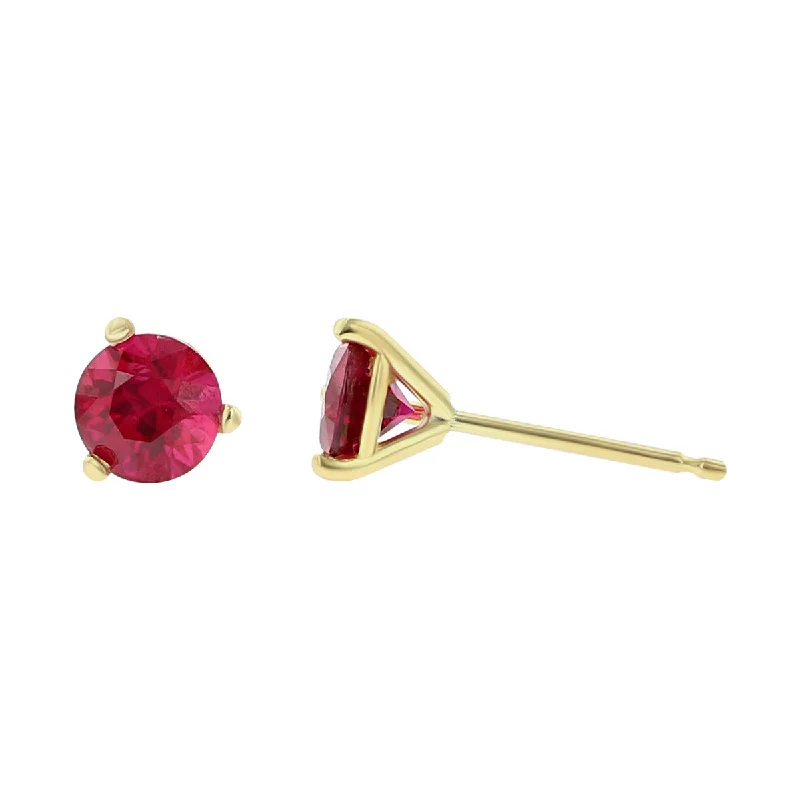 White Gold Earrings-18K Yellow Gold Mozambique Ruby Stud Earrings