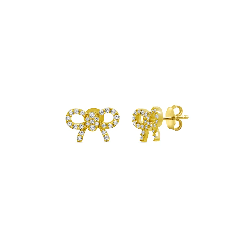 Artisanal Earrings-Diamond Bow Studs